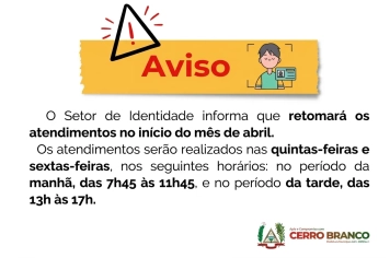 SETOR DE IDENTIDADES: Aviso Importante 