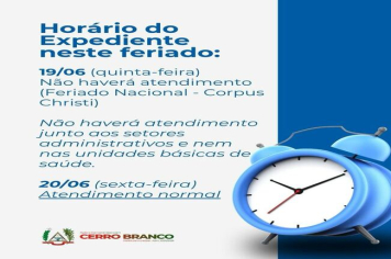 HORÁRIO DE EXPEDIENTE NESTE FERIADO