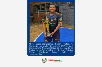ATLETA CERRO-BRANQUENSE CONQUISTA CAMPEONATO MUNICIPAL DE FUTSAL SUB-20 EM CACHOEIRA DO SUL