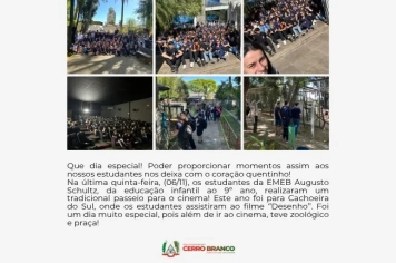 EMEB AUGUSTO SCHULTZ REALIZA PASSEIO AO CINEMA DE CACHOEIRA DO SUL