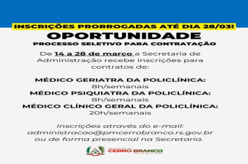 INSCRIÇÕES PRORROGADAS