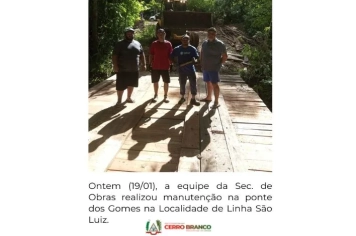 Secretaria de Obras de Cerro Branco realiza manutenção na Ponte dos Gomes