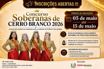 Inscrições abertas para o Concurso Soberanas de Cerro Branco 2026