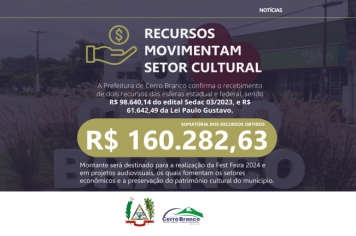 Cerro Branco recebe recursos de incentivo à cultura de mais de R$ 160 mil