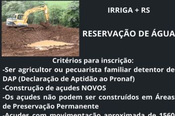 Inscrições abertas para o Programa Avançar - Açudes 