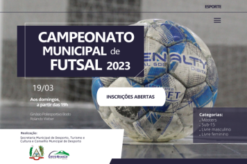 Estão abertas as inscrições para o Campeonato Municipal de Futsal