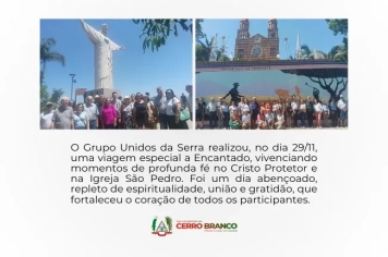 GRUPO UNIDOS DA SERRA REALIZA VIAGEM A CIDADE DE ENCANTADO
