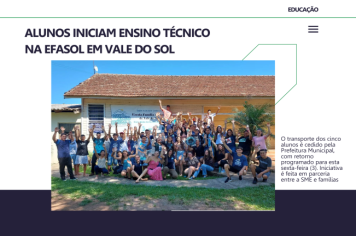 Alunos iniciam ensino técnico na EFASOL em Vale do Sol