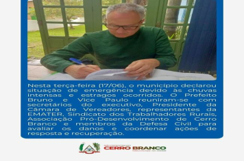 MUNICÍPIO DECRETA SITUAÇÃO DE EMERGÊNCIA