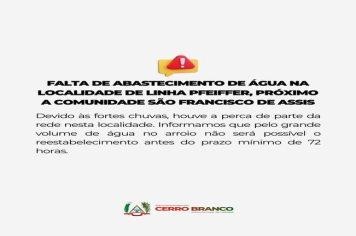 FALTA DE ÁGUA NA LINHA PFEIFFER