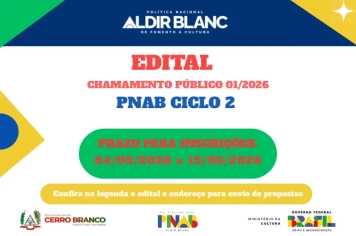 Cerro Branco abre inscrições para o 2º Ciclo da Política Nacional Aldir Blanc (PNAB)