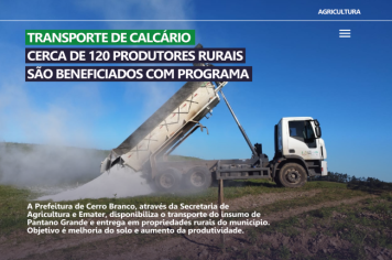 Programa de transporte de calcário beneficia cerca de 120 produtores rurais