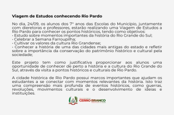 VIAGEM DE ESTUDOS EM RIO PARDO
