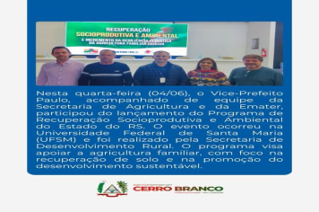 LANCAMENTO DO PROGRAMA DE RECUPERAÇÃO SOCIOPRODUTIVA E AMBIENTAL