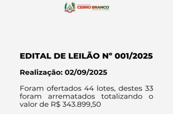 LEILÃO Nº 001/2025 - RESULTADOS DISPONÍVEIS 