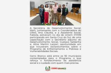 SECRETARIA DE DESENVOLVIMENTO SOCIAL PARTICIPA DE CAPACITAÇÃO