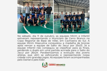 EQUIPES DE CERRO BRANCO PARTICIPAM DE COPA REGIONAL DE BASE DE VÔLEI