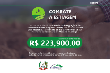 Cerro Branco recebe R$ 223,9 mil em recursos para combate à estiagem