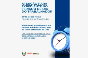 Atenção: Expediente no feriado do Dia do Trabalhador