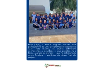 EMEB AUGUSTO SCHULTZ PARTICIPA DE PROGRAMAÇÃO ESPECIAL NA FACULDADE ANTÔNIO MENEGHETTI 