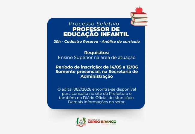 PROCESSO SELETIVO: Professor de Educação Infantil - Contrato Temporário