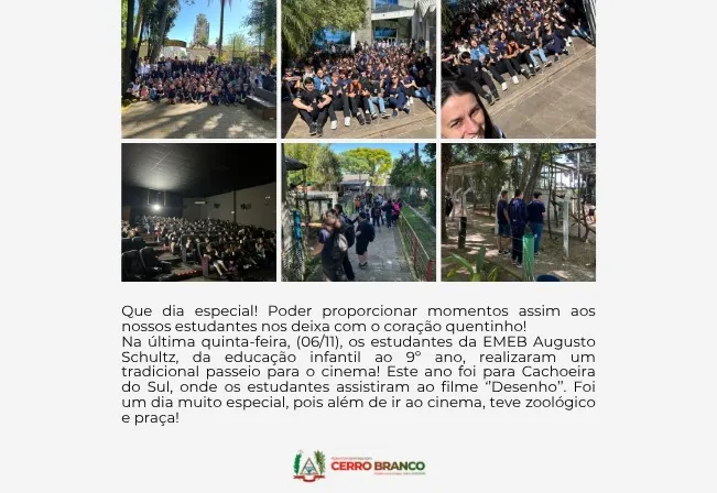 EMEB AUGUSTO SCHULTZ REALIZA PASSEIO AO CINEMA DE CACHOEIRA DO SUL