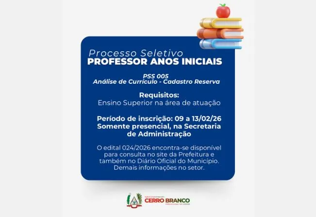 PROCESSO SELETIVO: Professor Anos Iniciais - Cadastro Reserva