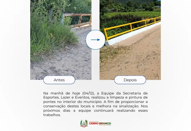 PONTES DO MUNICÍPIO RECEBEM MANUTENÇÃO E PINTURA