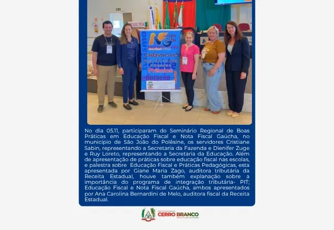 SERVIDORES MUNICIPAIS PARTICIPAM DE SEMINÁRIO REGIONAL DE BOAS PRÁTICAS EM EDUCAÇÃO FISCAL E NOTA FISCAL GAÚCHA