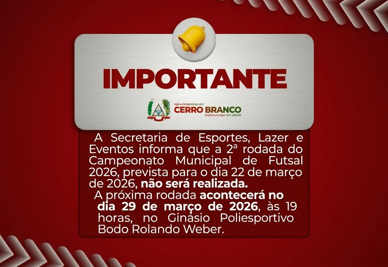 AVISO IMPORTANTE: Municipal de Futsal