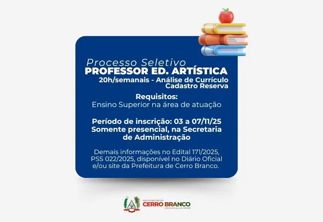 PROCESSO SELETIVO: PROFESSOR DE EDUCAÇÃO ARTÍSTICA  - Cadastro Reserva