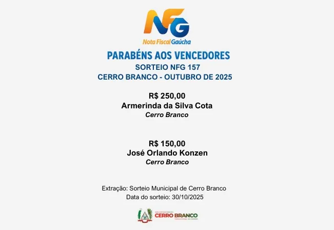 CONTEMPLADOS DO SORTEIO DA NOTA FISCAL GAÚCHA
