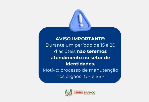 AVISO IMPORTANTE: Setor de Identidades