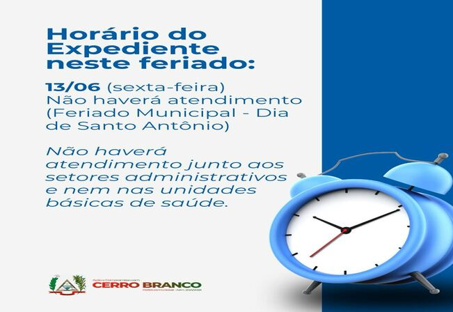 HORÁRIO DE EXPEDIENTE NESTE FERIADO