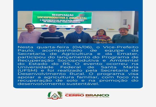 LANCAMENTO DO PROGRAMA DE RECUPERAÇÃO SOCIOPRODUTIVA E AMBIENTAL