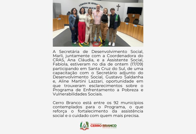 SECRETARIA DE DESENVOLVIMENTO SOCIAL PARTICIPA DE CAPACITAÇÃO