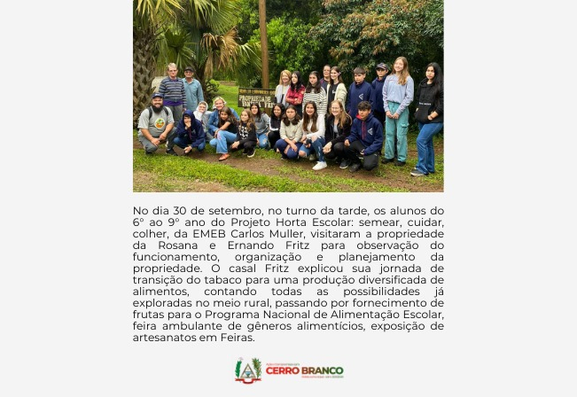 PROJETO HORTA ESCOLAR: EMEB CARLOS MULLER